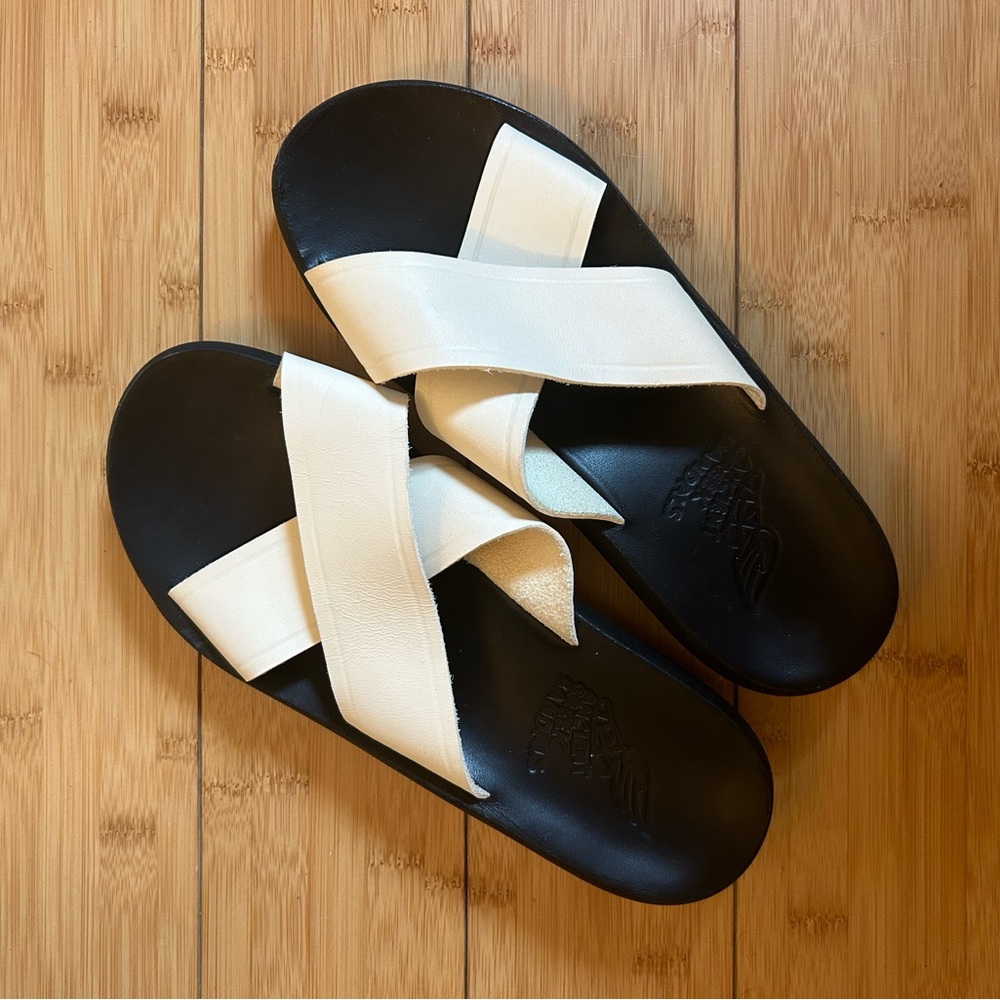 Ancient Greek Sandals Off White “Thais” Slides NWOB